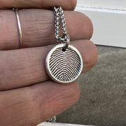 Fingerprint Charm, Engraved in Solid Silver
