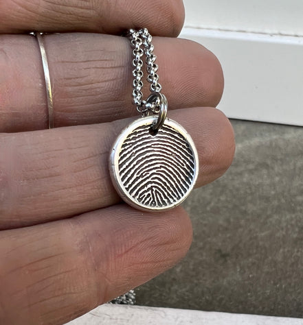 Fingerprint Charm, Engraved in Solid Silver