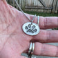 Real Paw Print Charm Necklace in Sterling Silver, Oval Shape