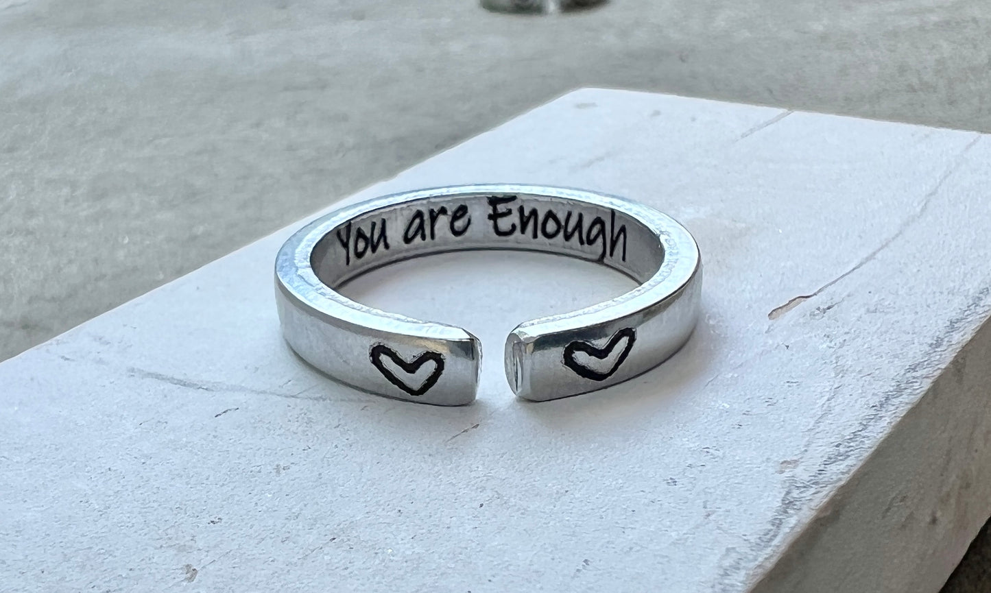 You are Enough Ring, Aluminum and Adjustable