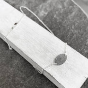 Fingerprint Necklace with Handwriting on the Back, Solid Sterling Silver