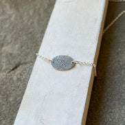 Fingerprint Necklace with Handwriting on the Back, Solid Sterling Silver