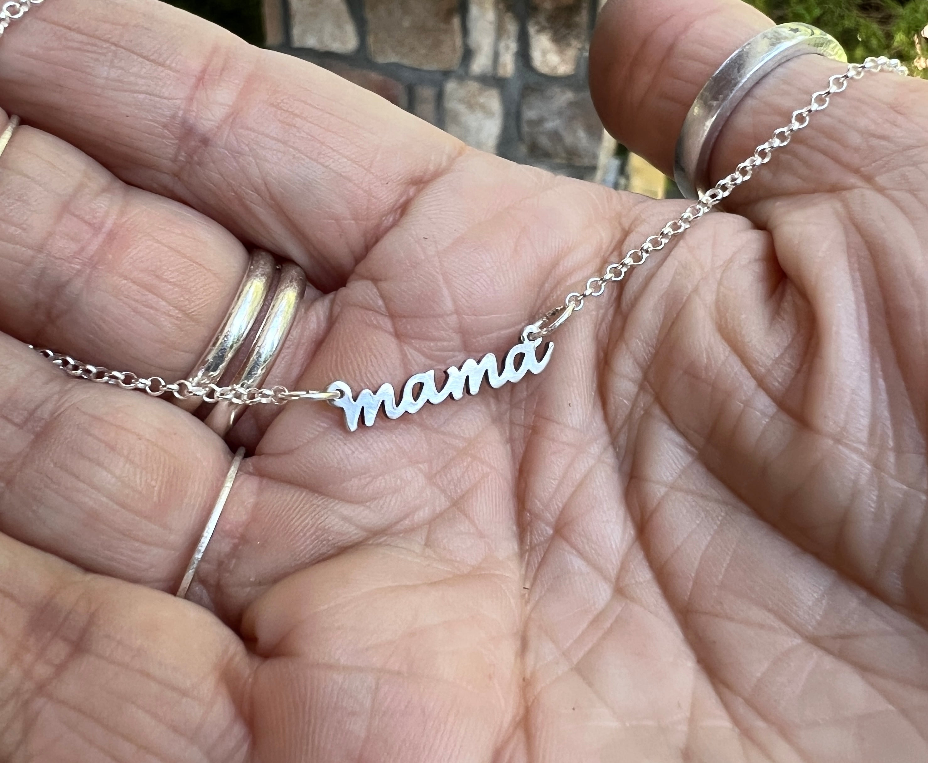 Mama Necklace in Solid Sterling Silver