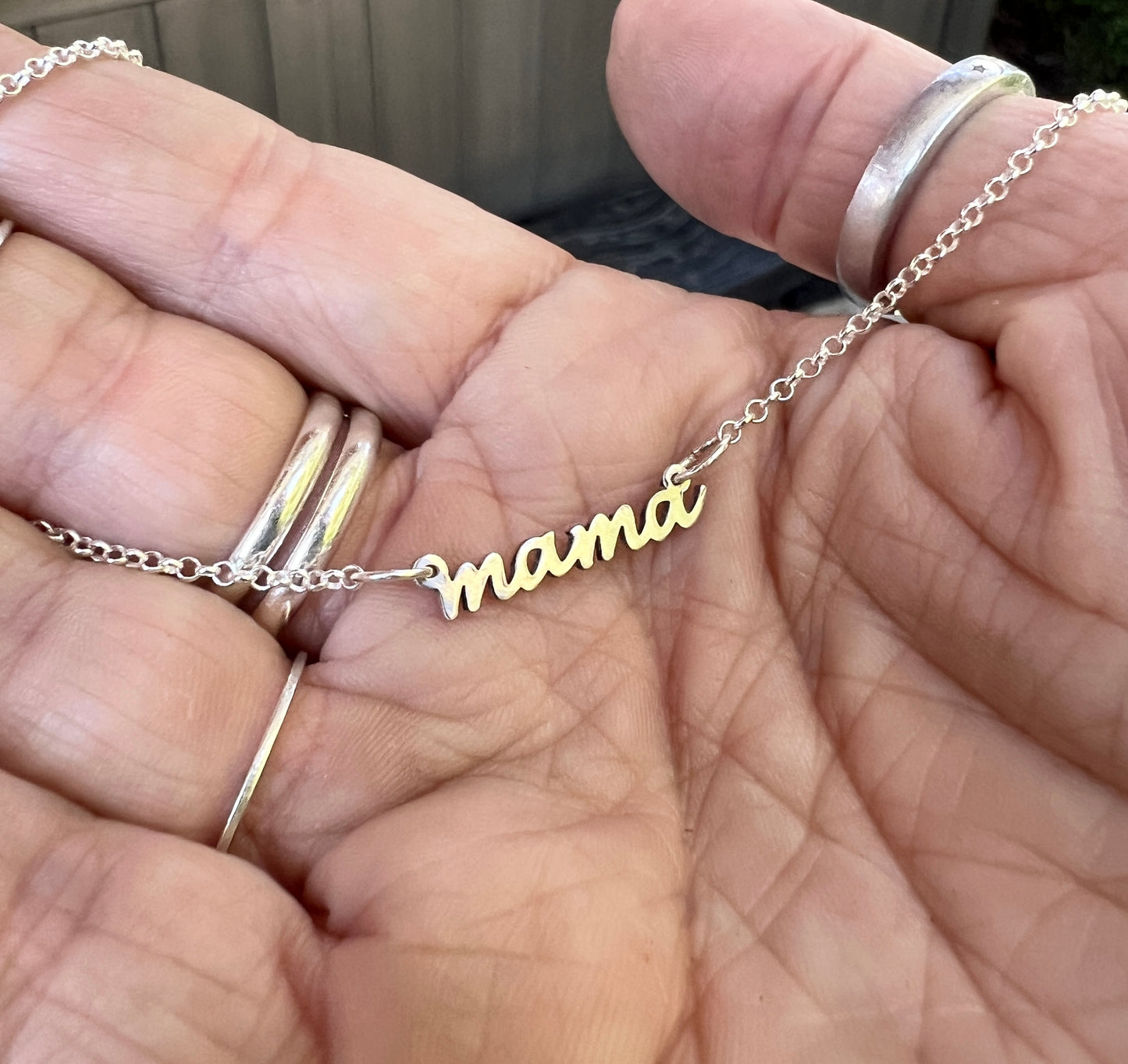 Mama Necklace in Solid Sterling Silver