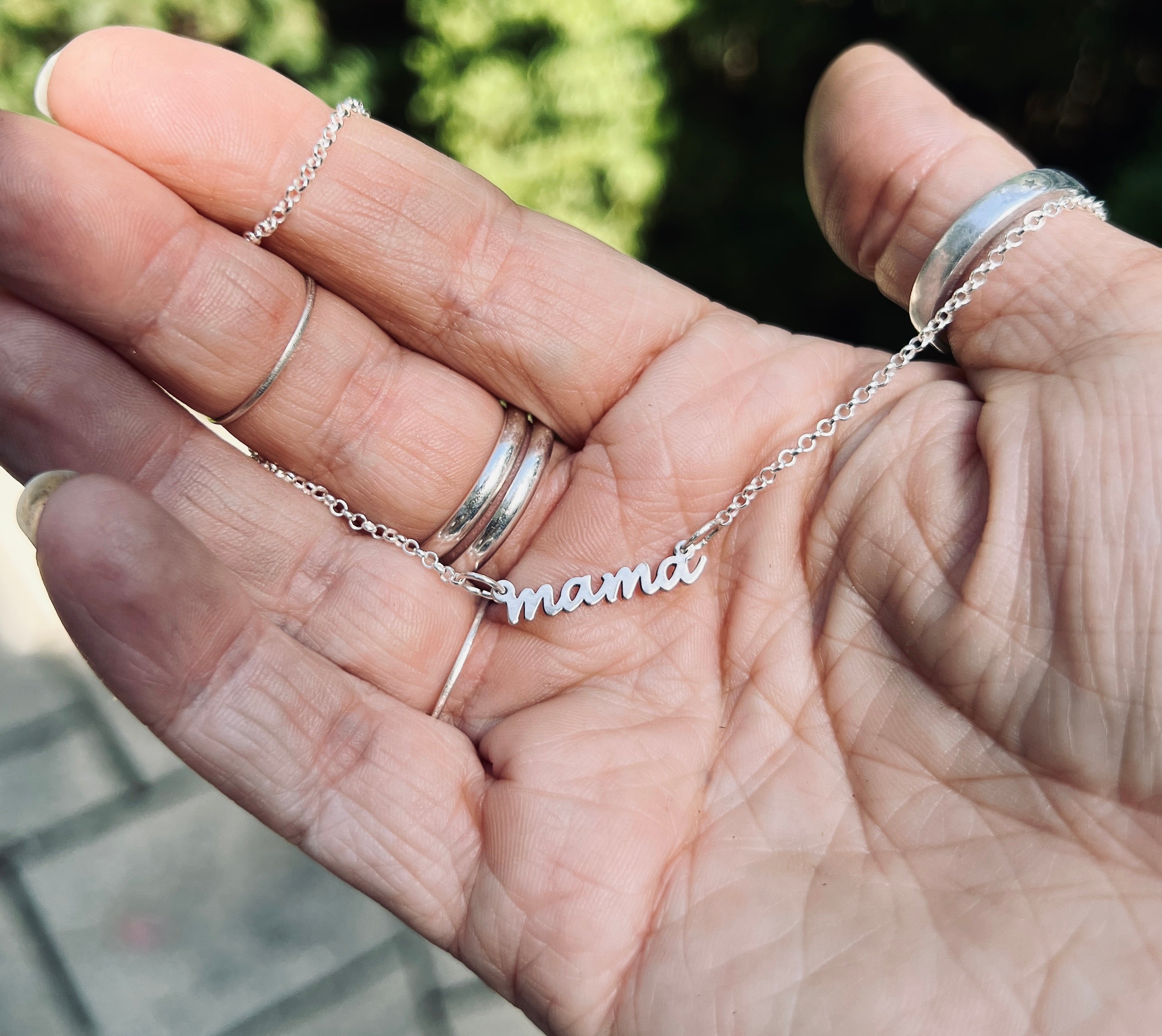 Mama Necklace in Solid Sterling Silver