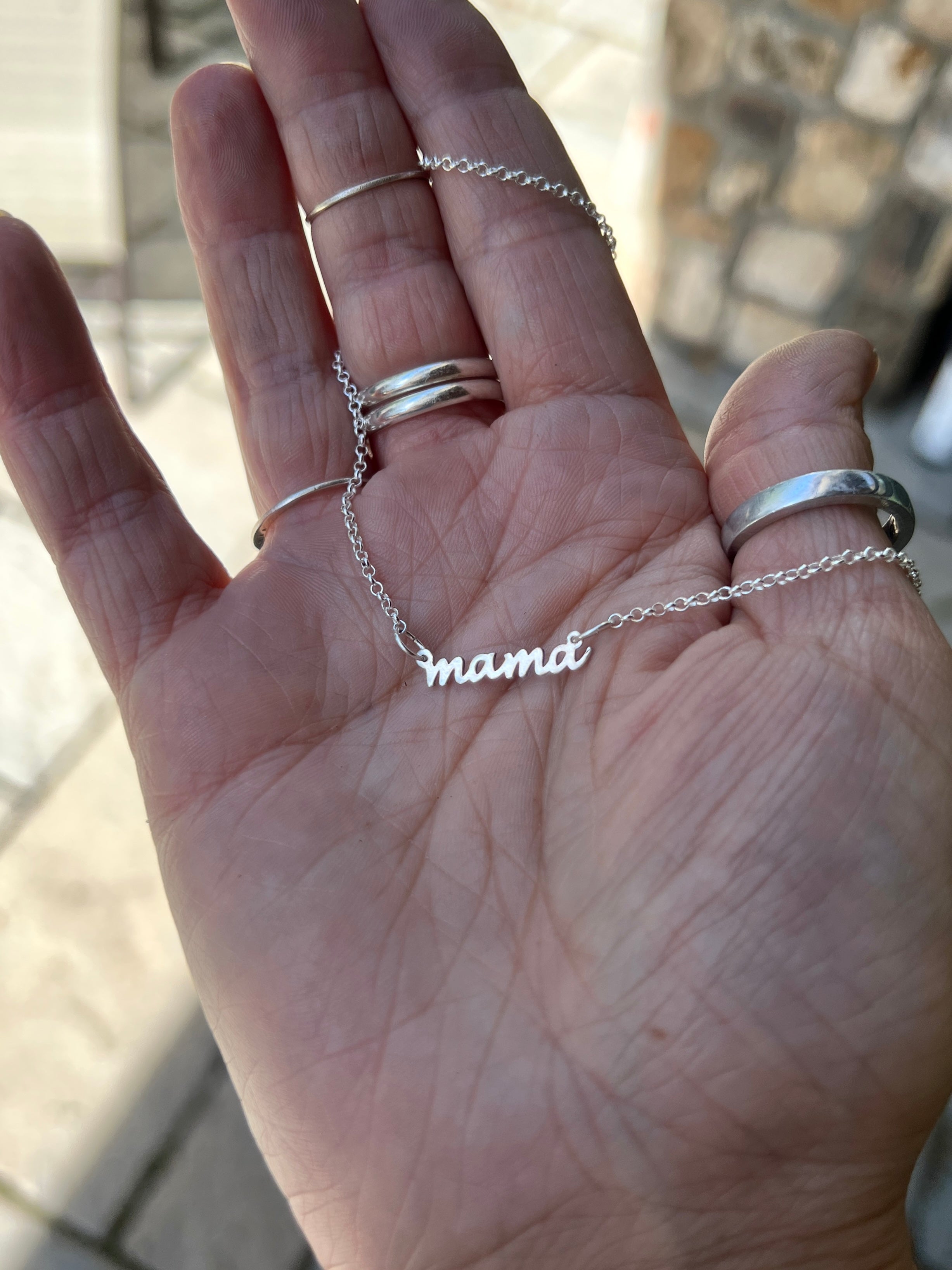 Mama Necklace in Solid Sterling Silver