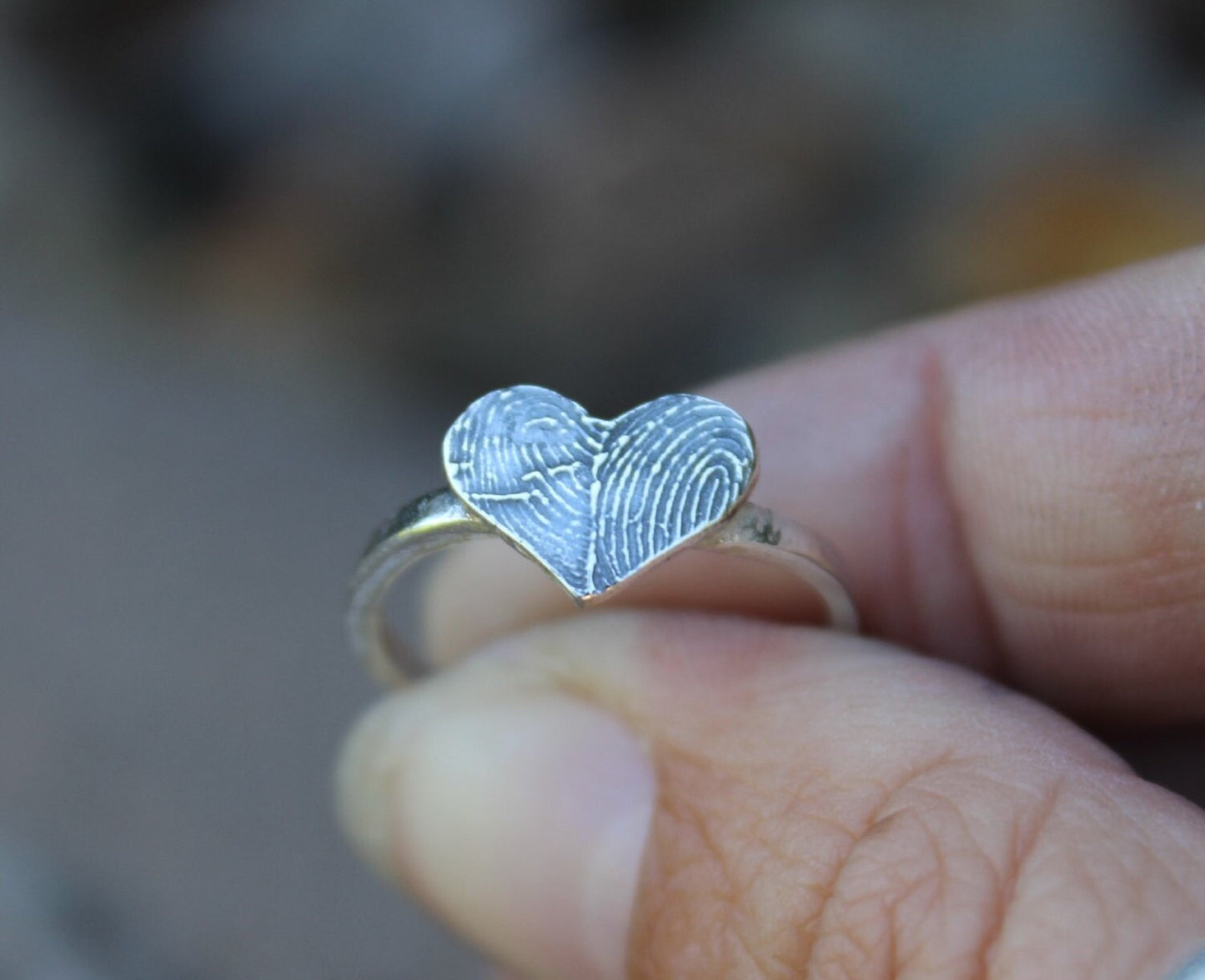 Two Fingerprint Heart Ring