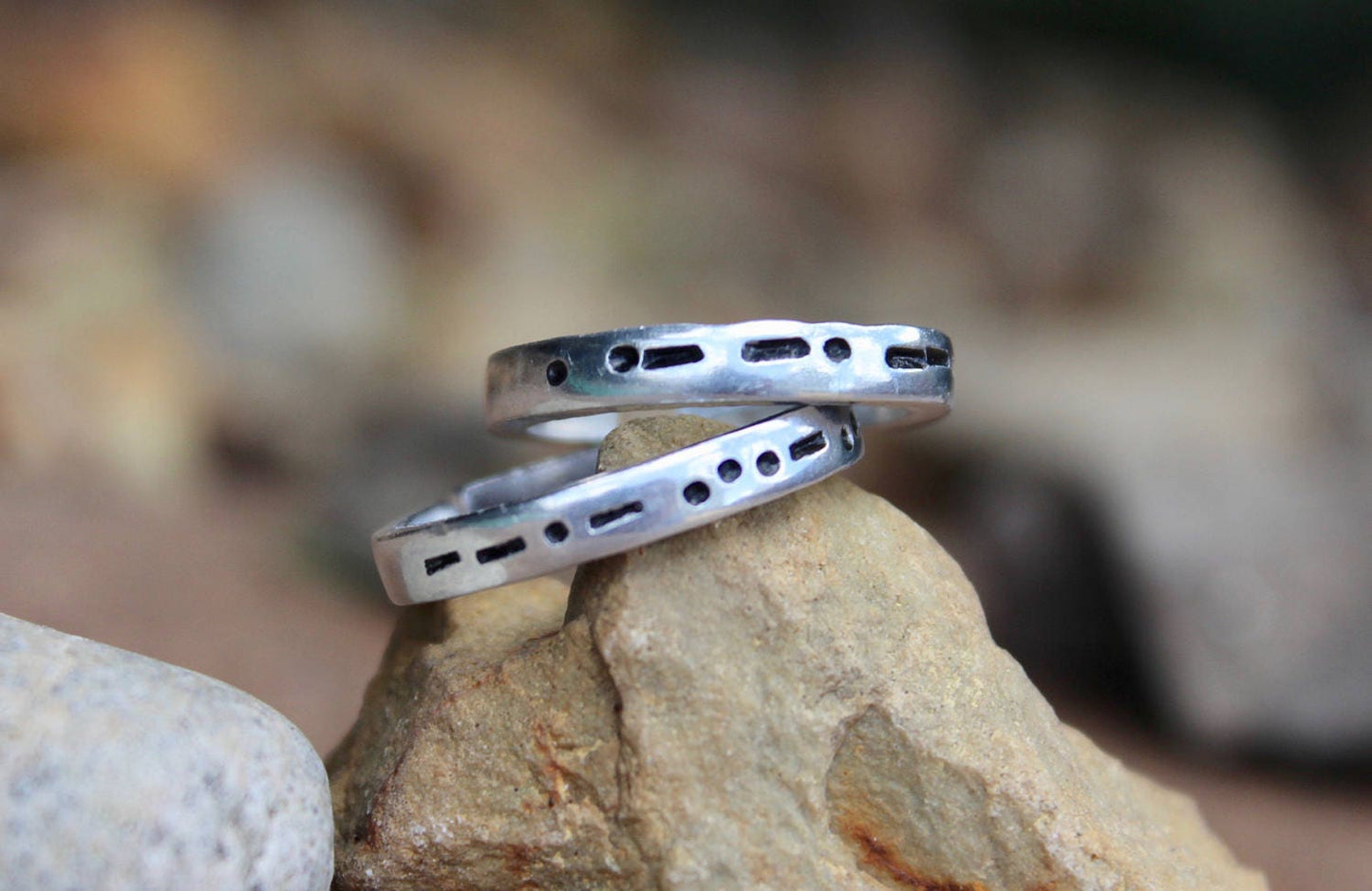 Morse Code Name Ring, Aluminum and Adjustable