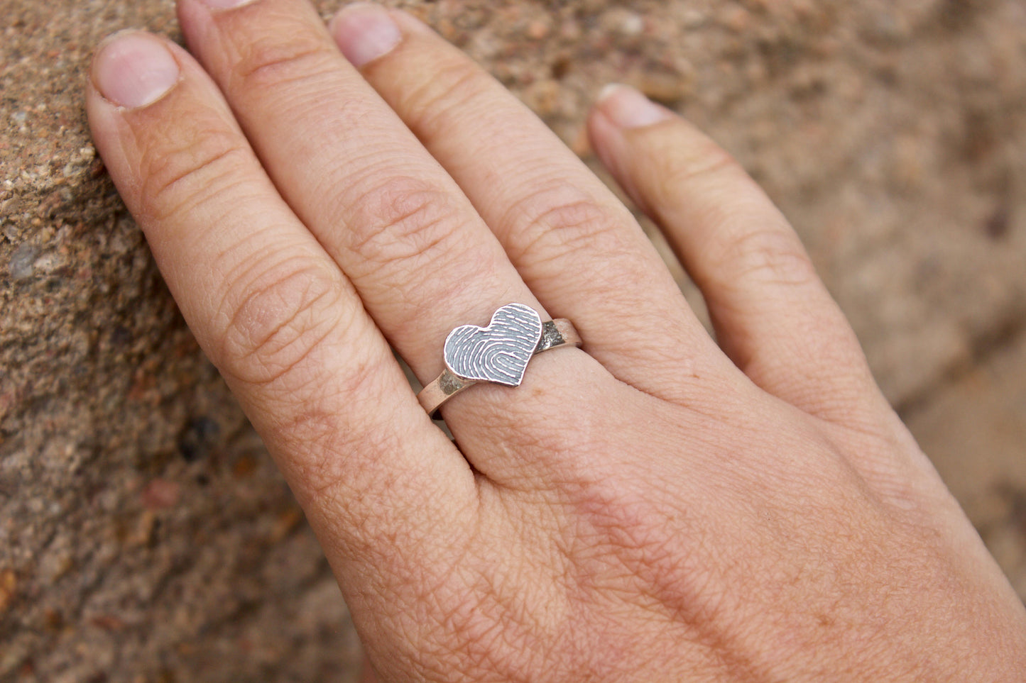 Heart Shaped Fingerprint Ring