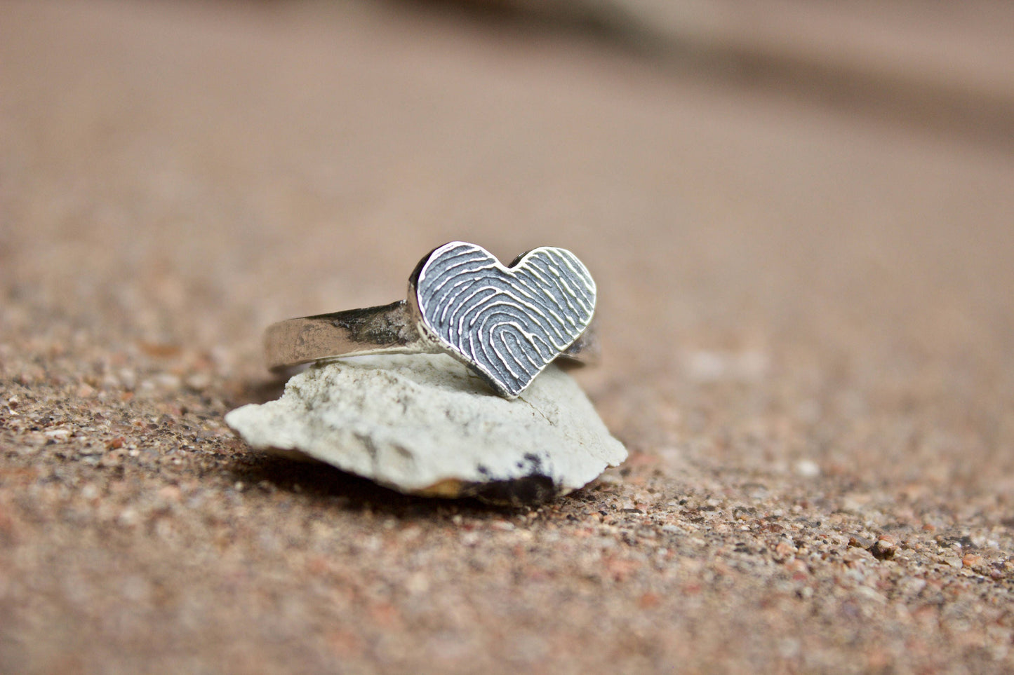 Heart Shaped Fingerprint Ring