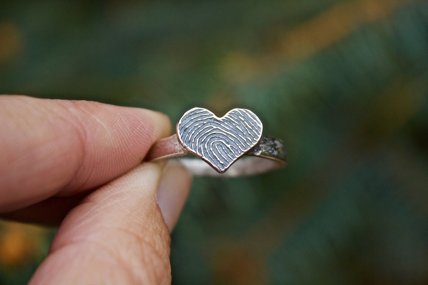 Heart Shaped Fingerprint Ring