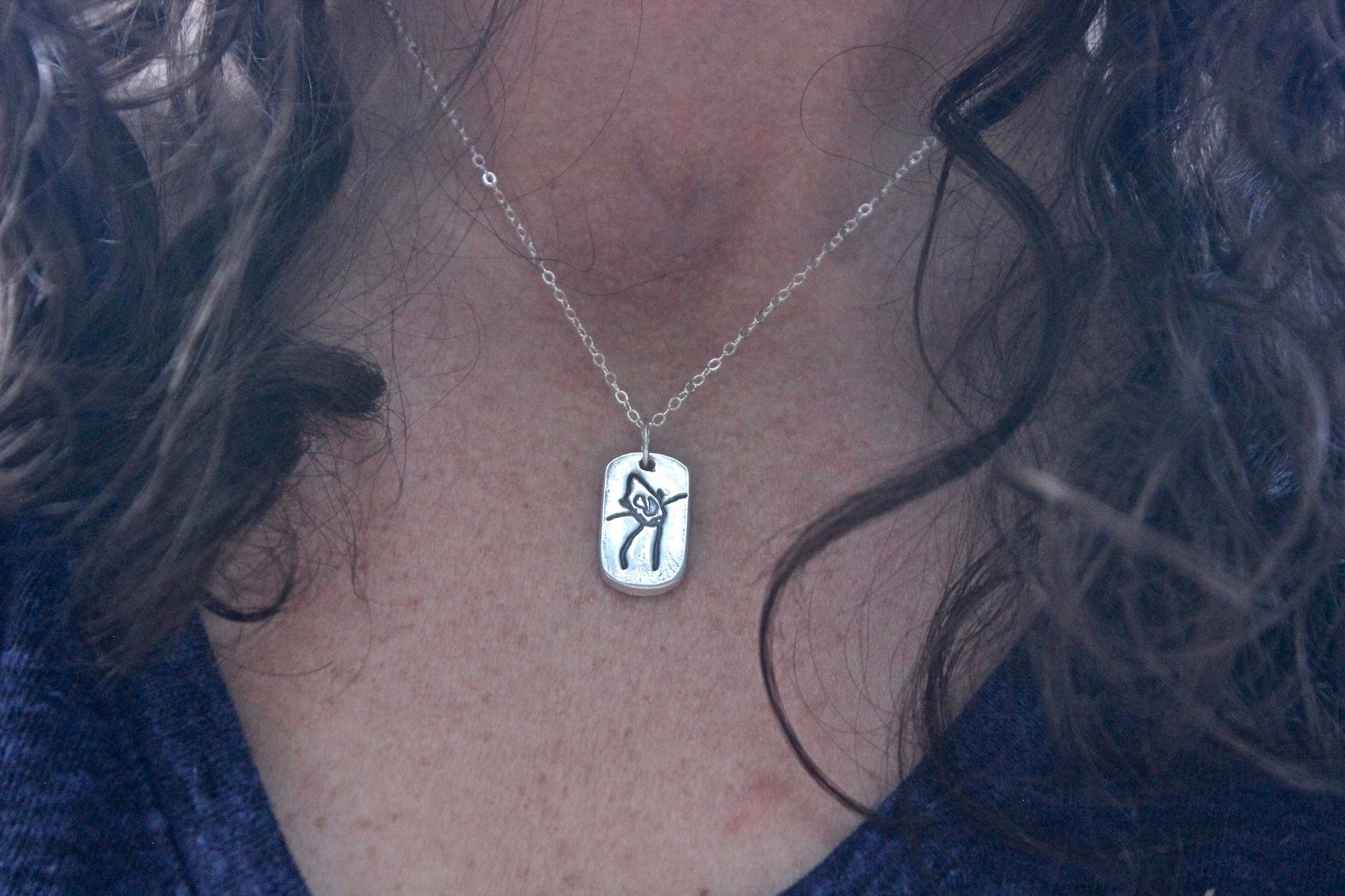 Artwork Charm Necklace, Your Child's Drawing