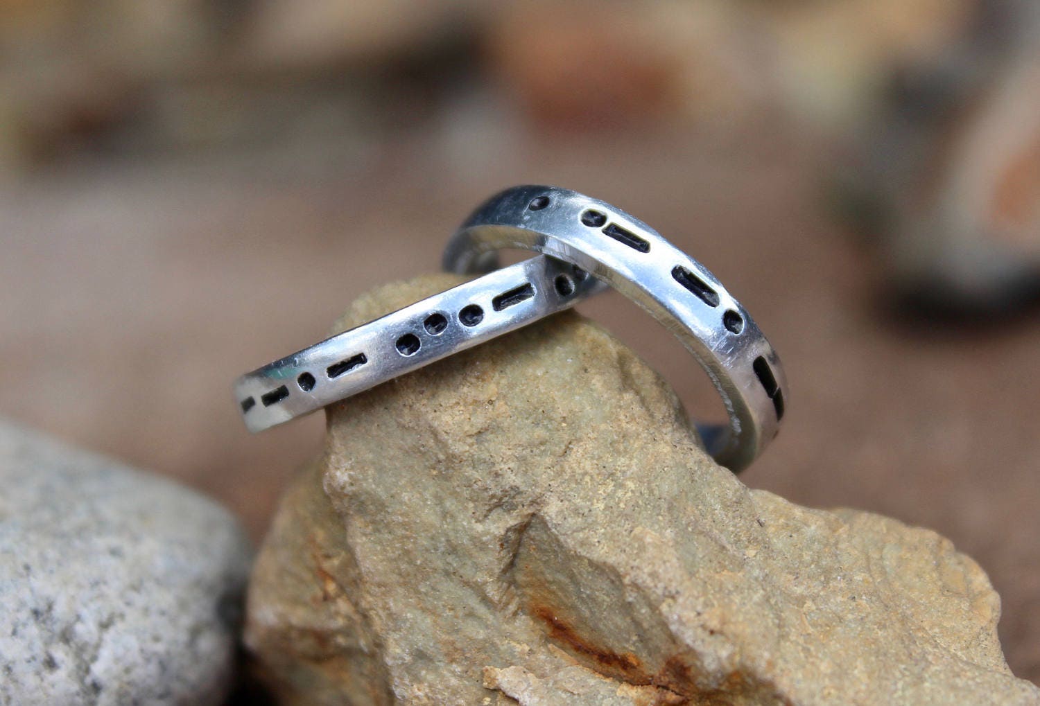 Custom Morse Code Ring, Aluminum and Adjustable