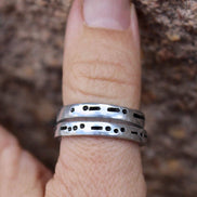 Custom Morse Code Ring, Aluminum and Adjustable
