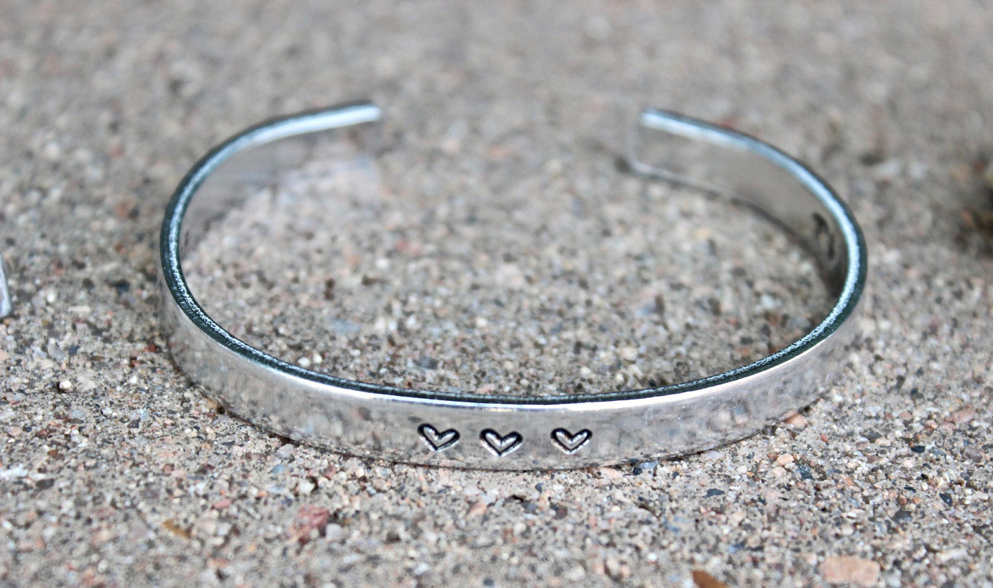 Mother of the Groom Gift, Aluminum Bangle Cuff Bracelet