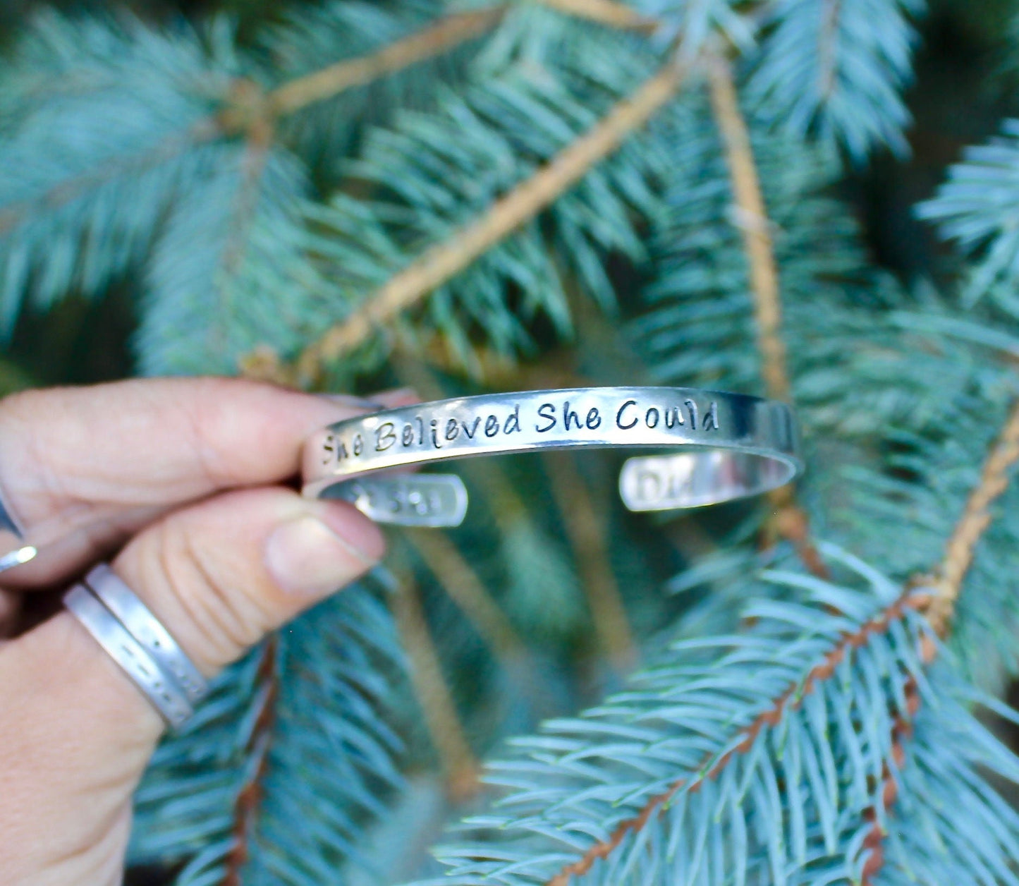 She Believed She Could So She Did Bangle Cuff bracelet in Aluminum