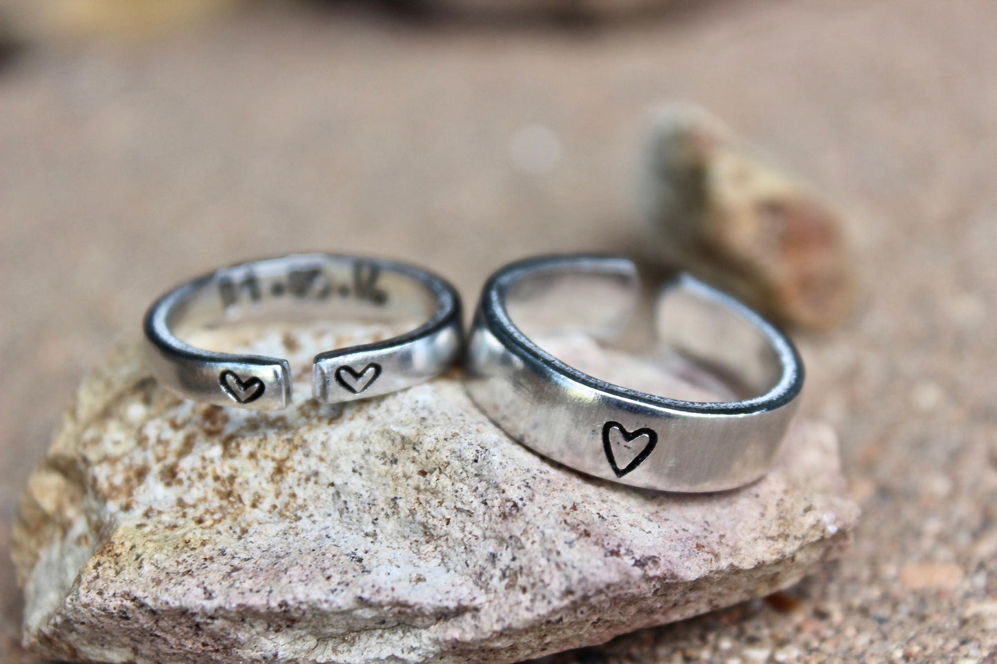 Couple Rings Anniversary Date Ring Set