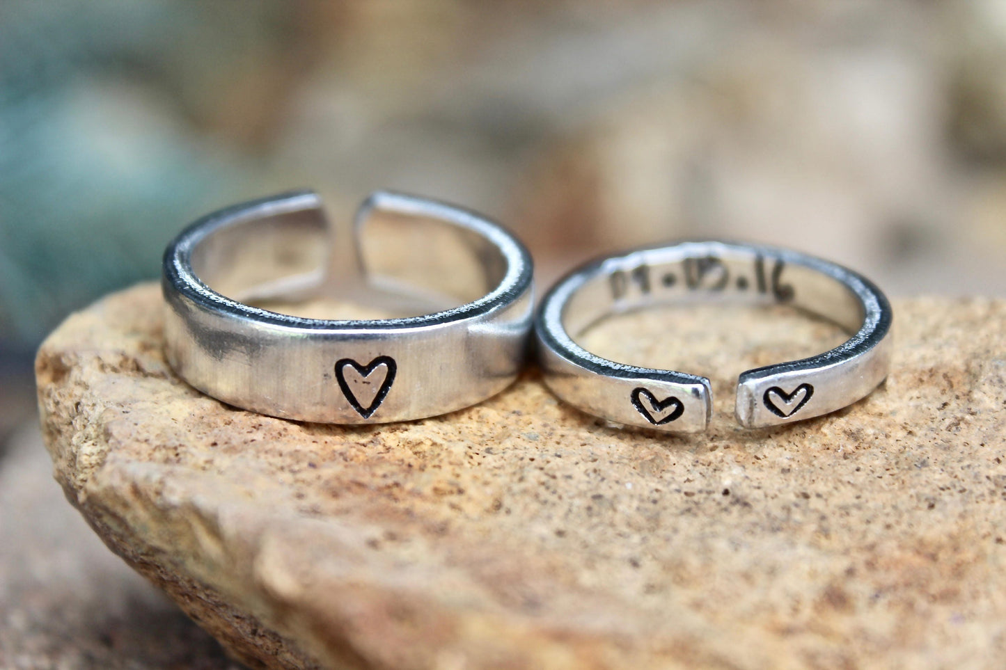 Couple Rings Anniversary Date Ring Set
