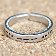 Custom Morse Code Ring, Aluminum and Adjustable