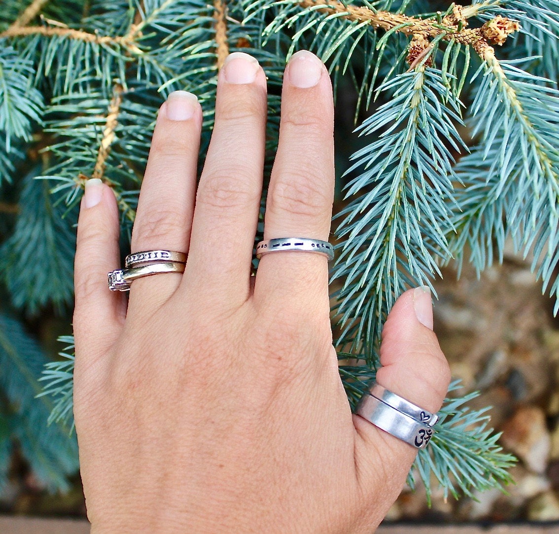Custom Morse Code Ring, Aluminum and Adjustable