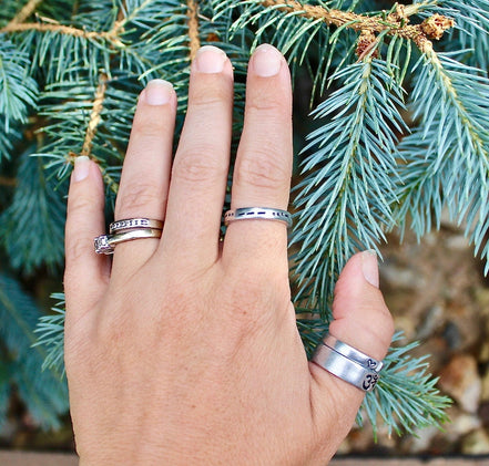 Custom Morse Code Ring, Aluminum and Adjustable