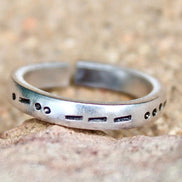 Custom Morse Code Ring, Aluminum and Adjustable
