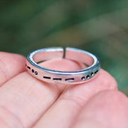 Custom Morse Code Ring, Aluminum and Adjustable