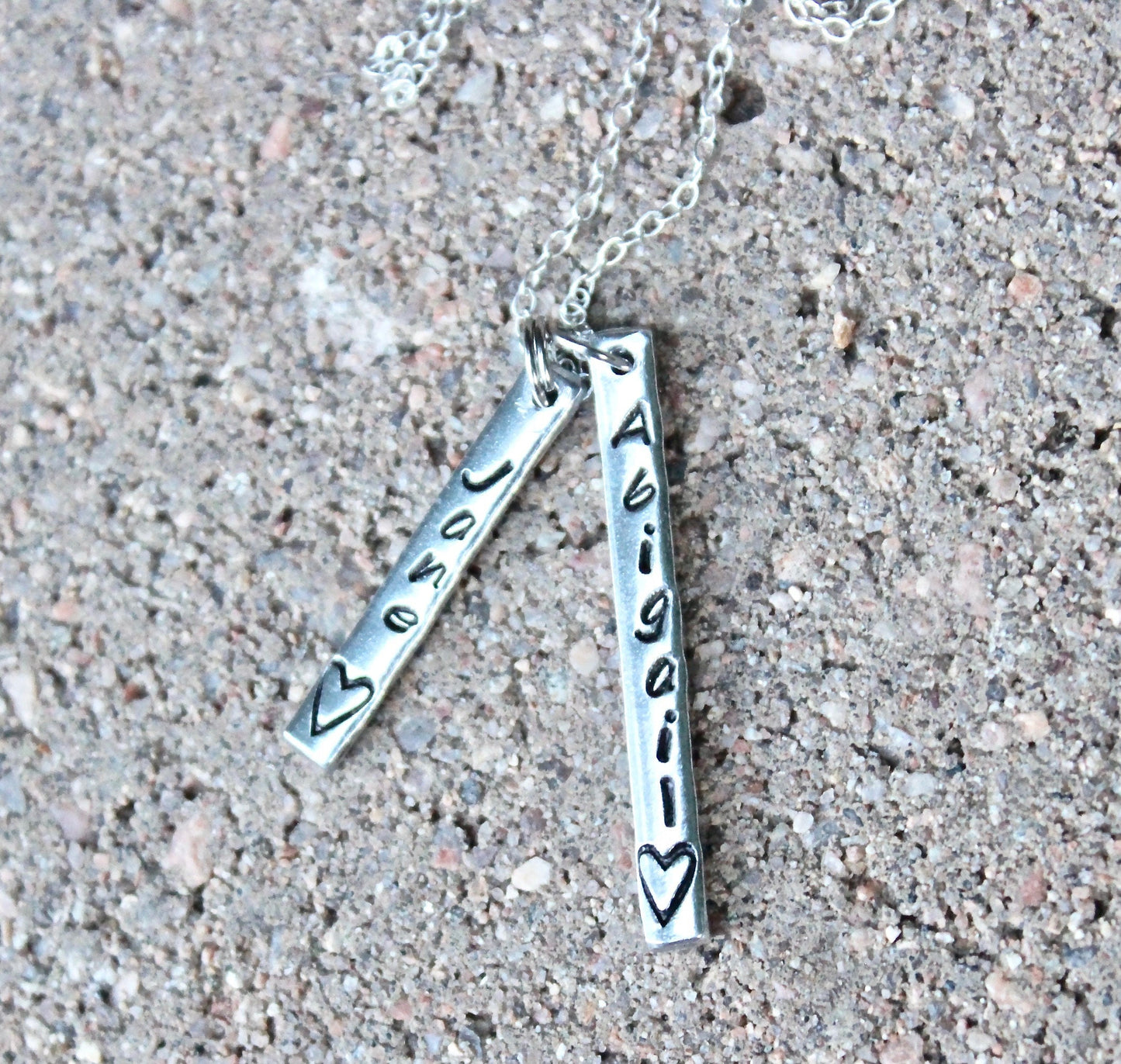 Name Necklace, Sterling Silver Chain, Aluminum Charms