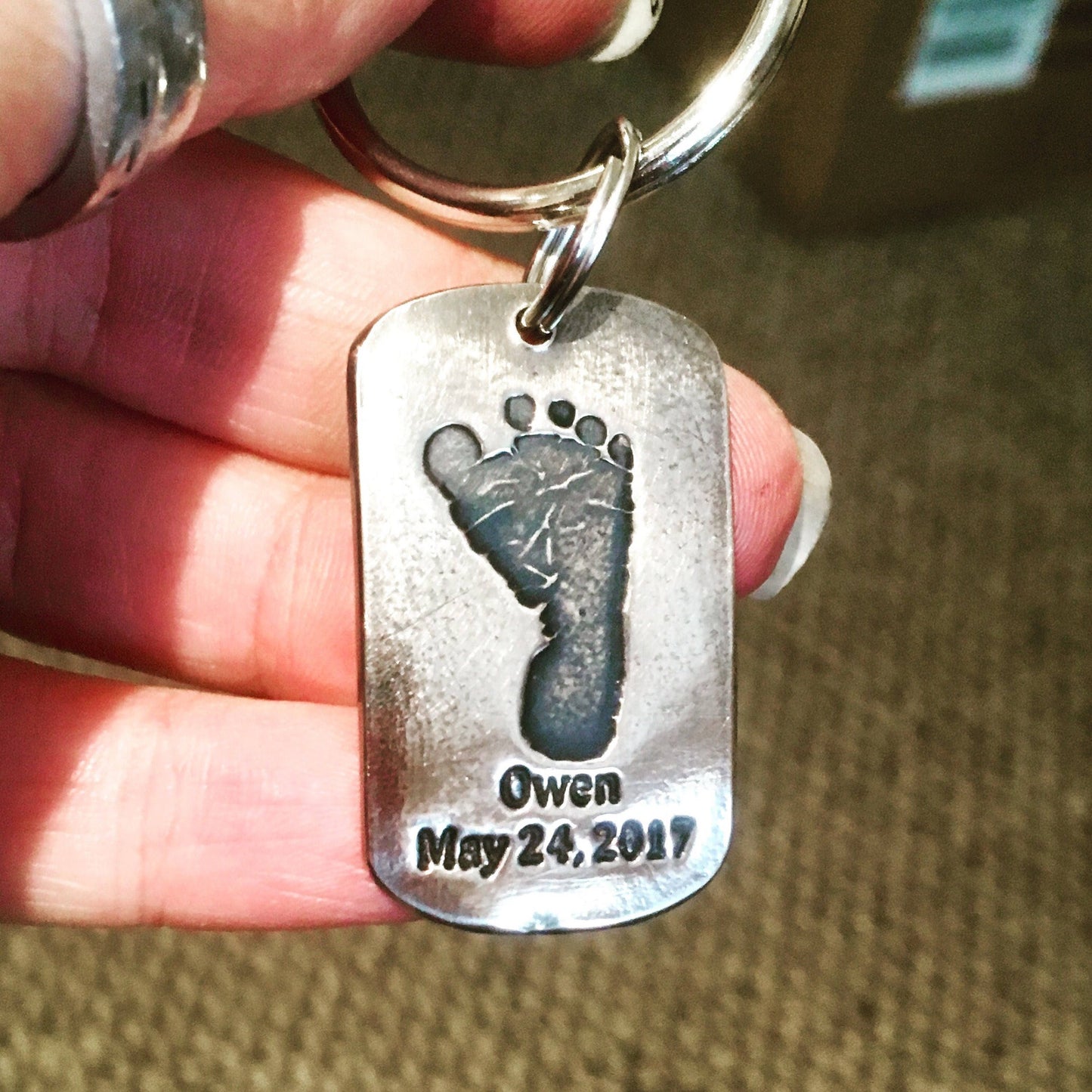 Real Baby Footprint Keychain