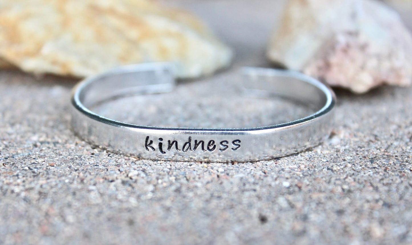Kindness Bangle Cuff Bracelet in Aluminum