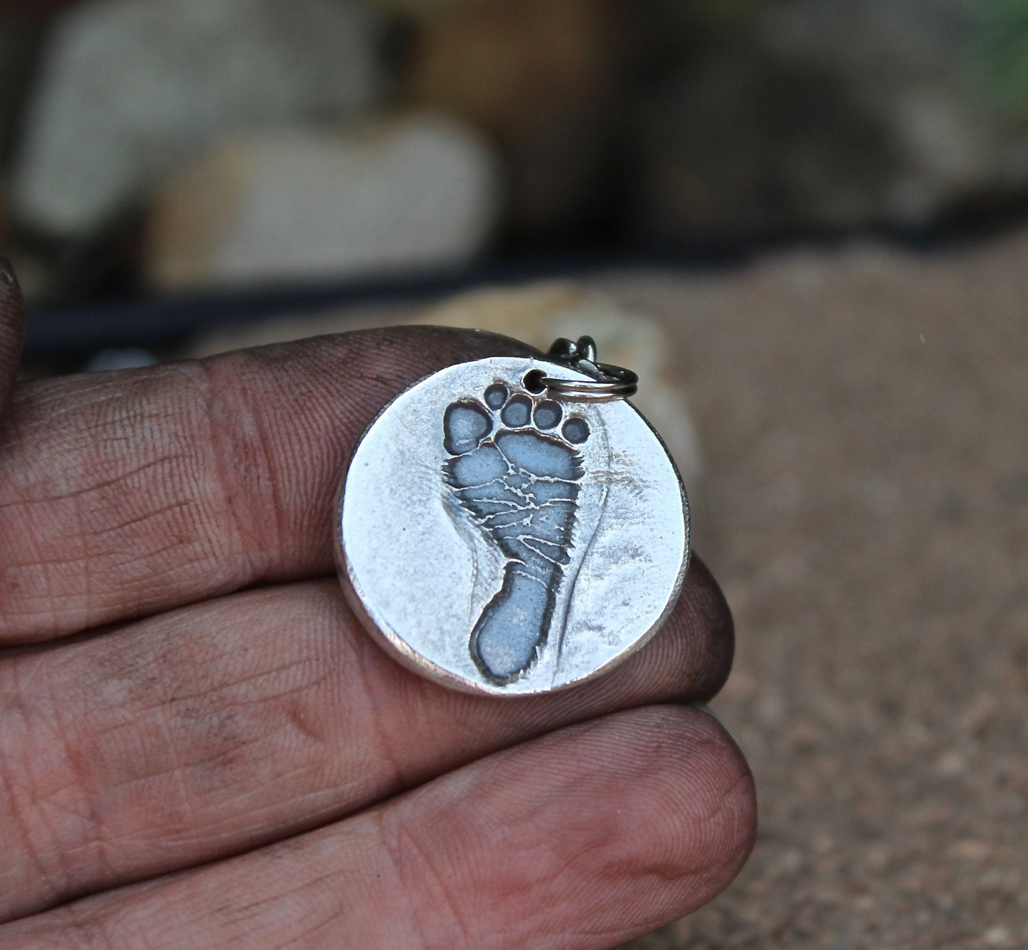 Footprint Charm in Sterling Silver