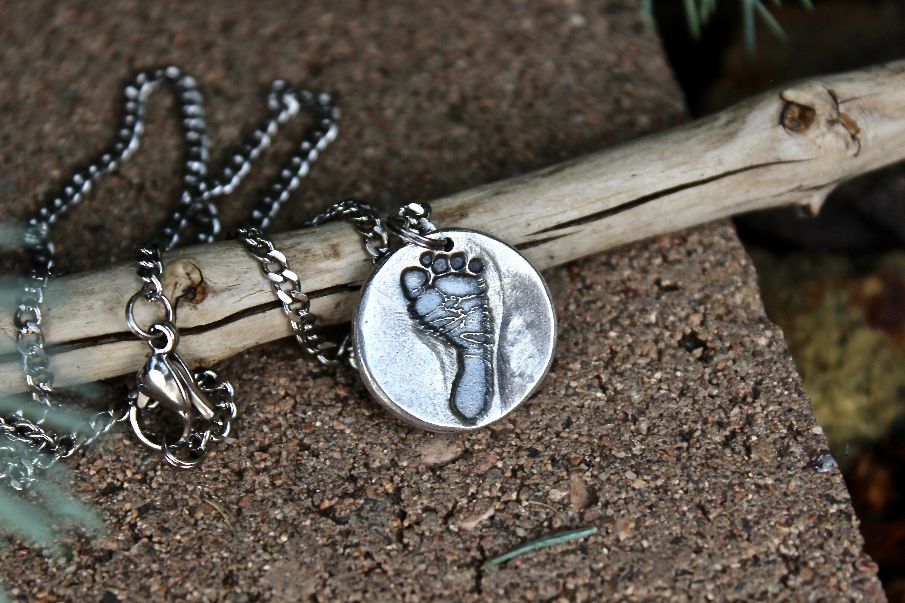 Footprint Charm in Sterling Silver