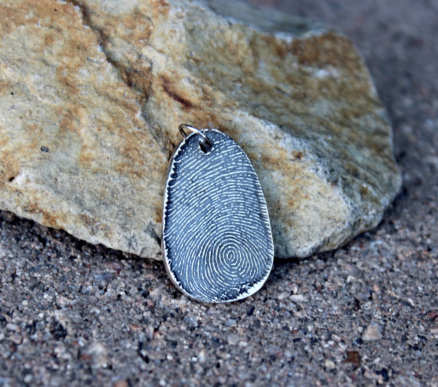 Fingerprint Charm in Sterling Silver with the Option for Handwriting on the Back