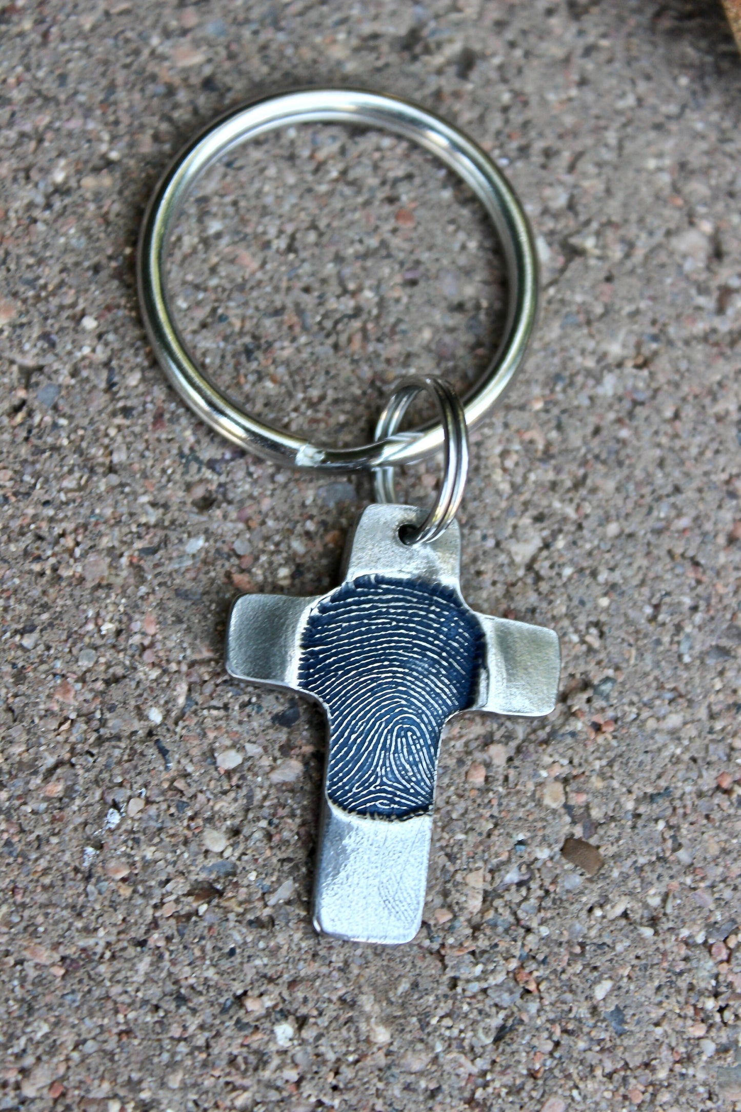 Fingerprint Cross Keychain