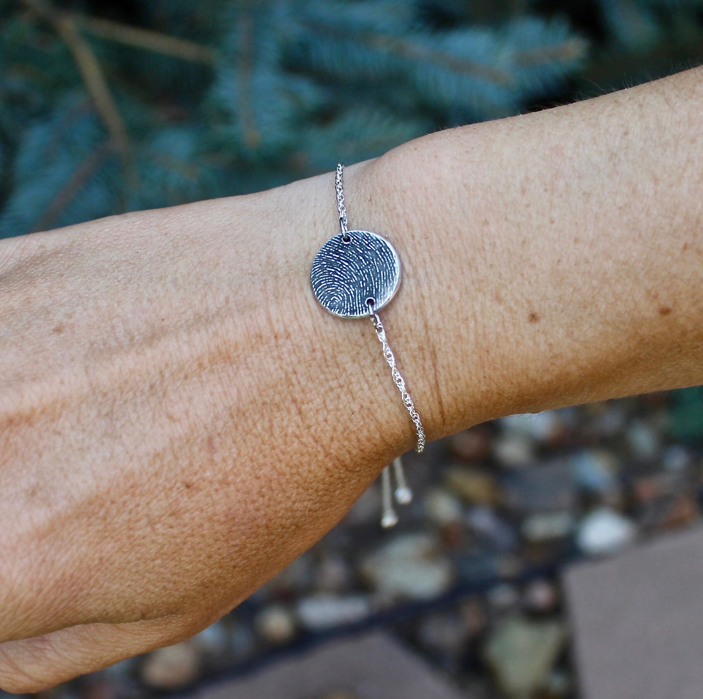 Adjustable Sterling Silver Fingerprint Bracelet