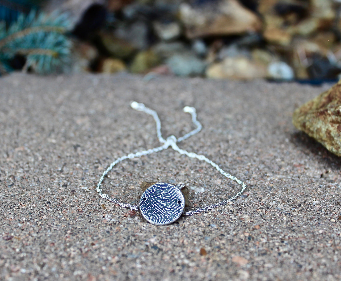 Adjustable Sterling Silver Fingerprint Bracelet