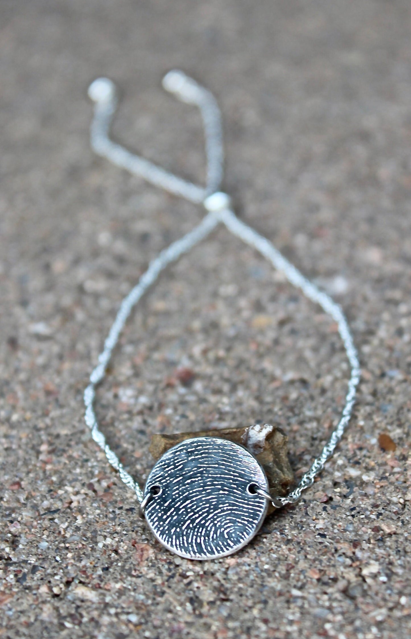 Adjustable Sterling Silver Fingerprint Bracelet