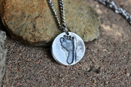 Footprint Charm in Sterling Silver