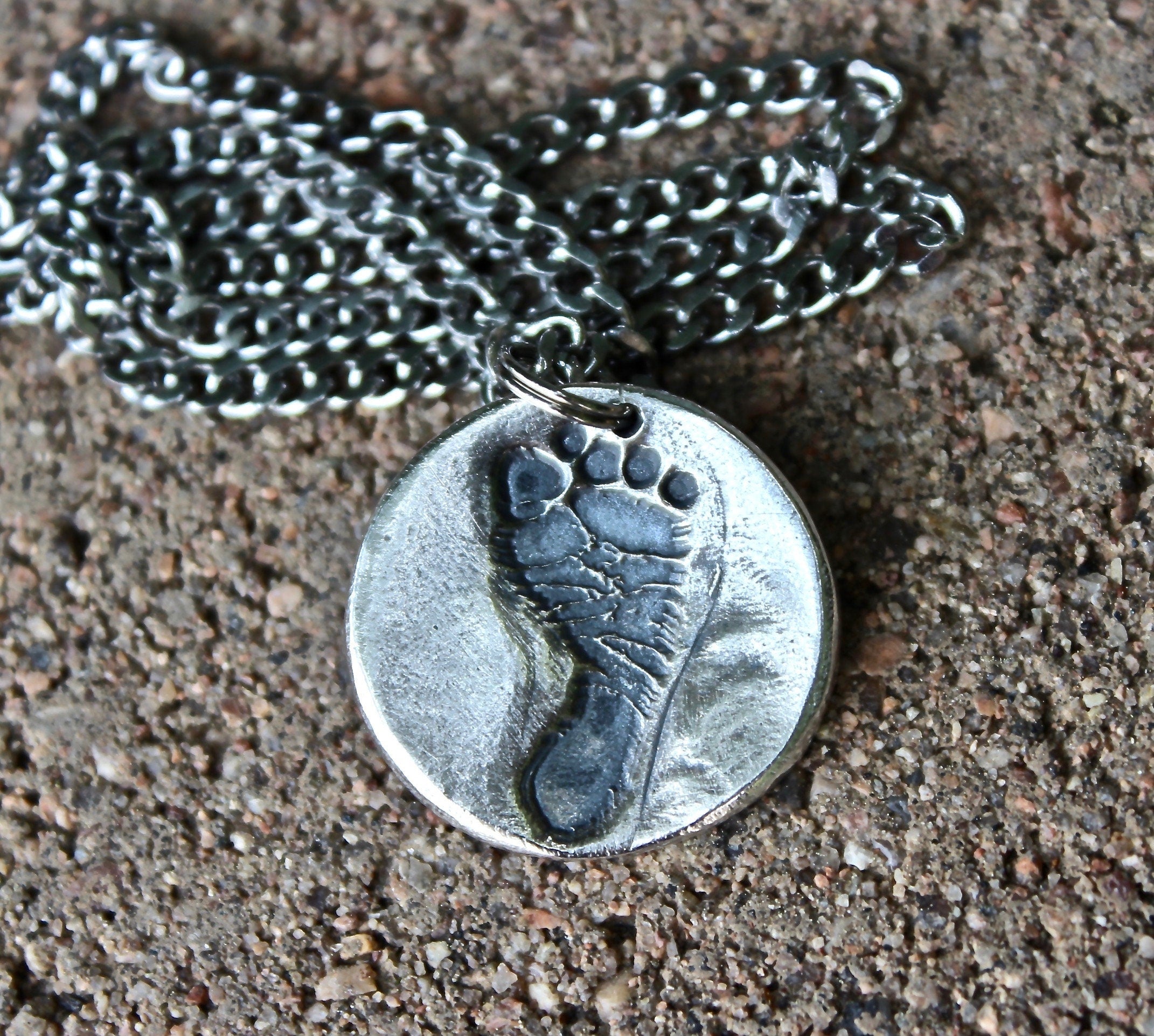 Footprint Charm in Sterling Silver