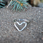 I am Enough Heart Ring In Solid Sterling Silver
