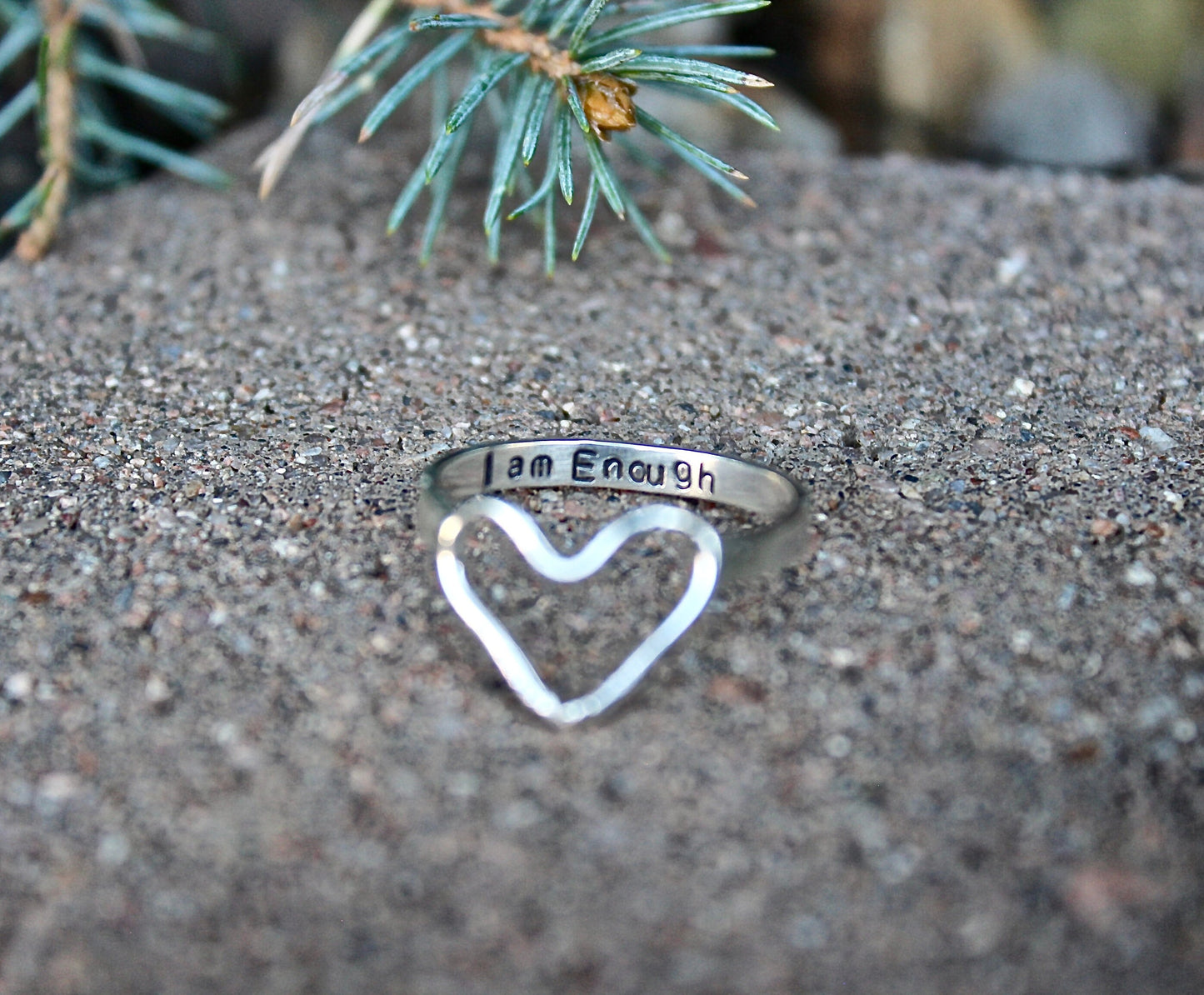 I am Enough Heart Ring In Solid Sterling Silver
