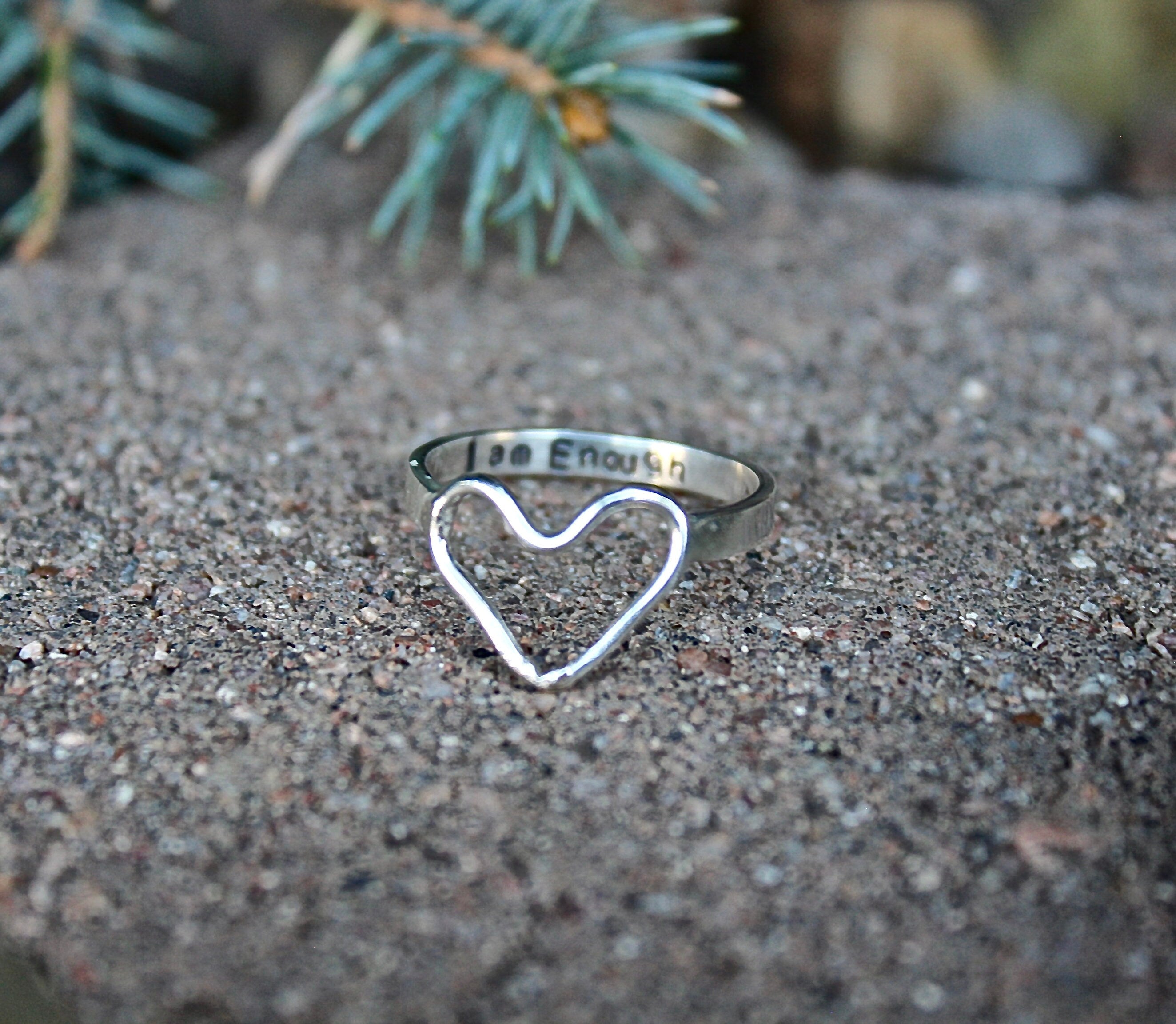 I am Enough Heart Ring In Solid Sterling Silver