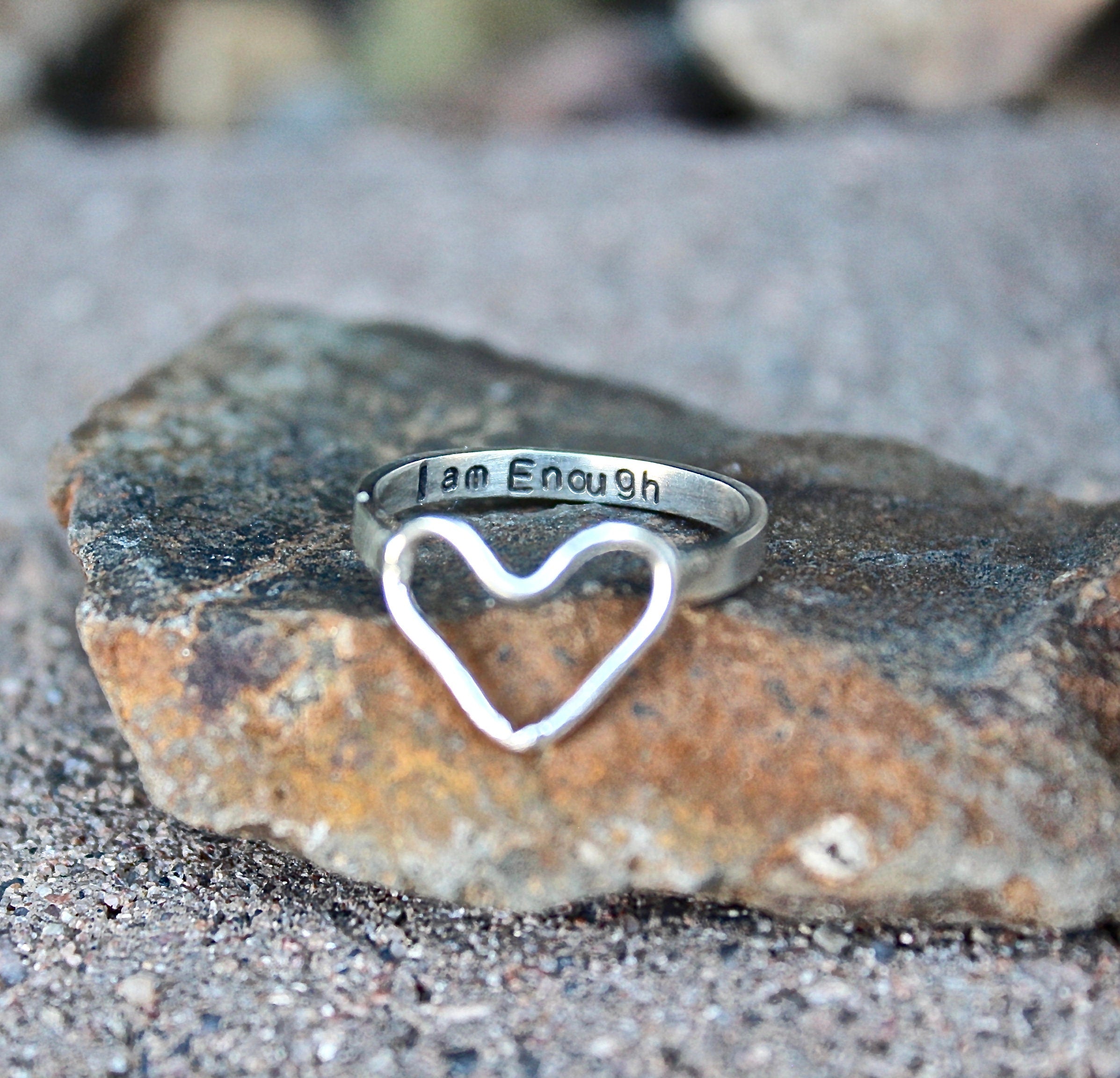 I am Enough Heart Ring In Solid Sterling Silver