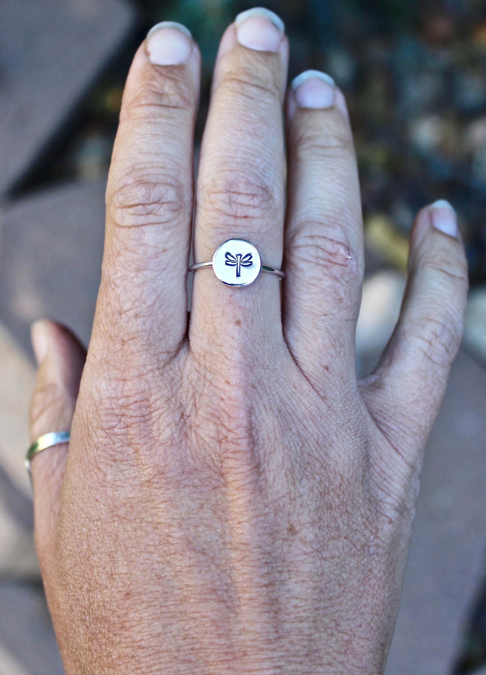 Sterling Silver Dragonfly Symbol Ring