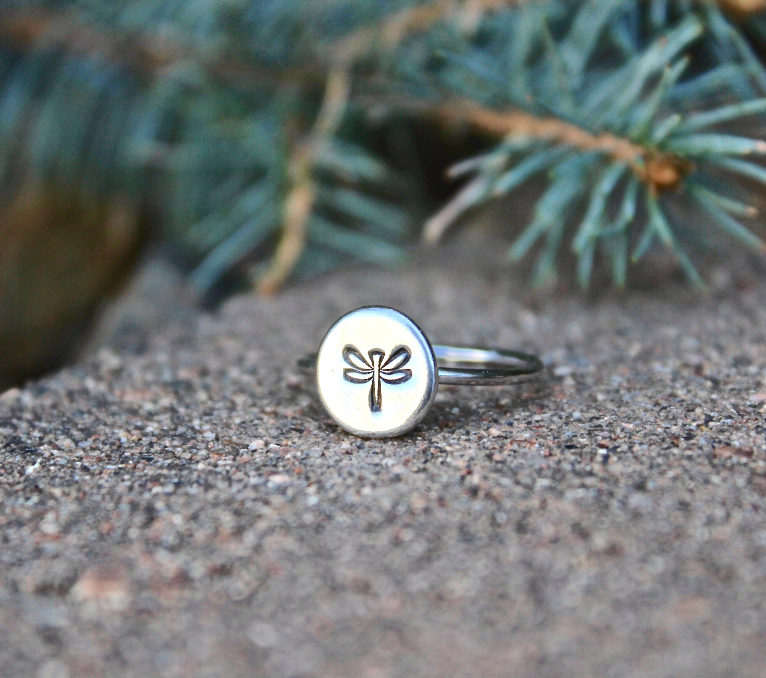 Sterling Silver Dragonfly Symbol Ring