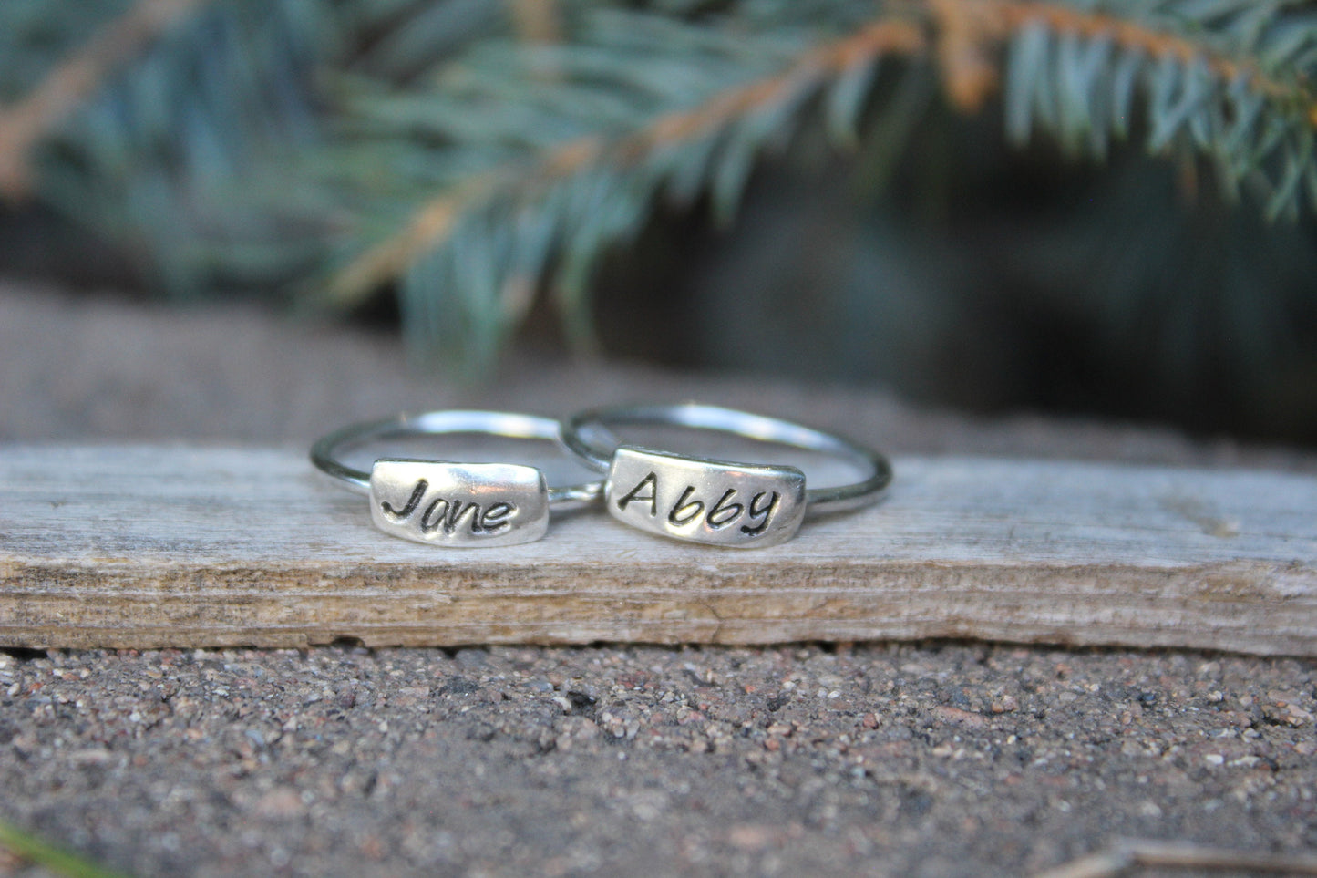 Sterling Silver Stackable Name Rings