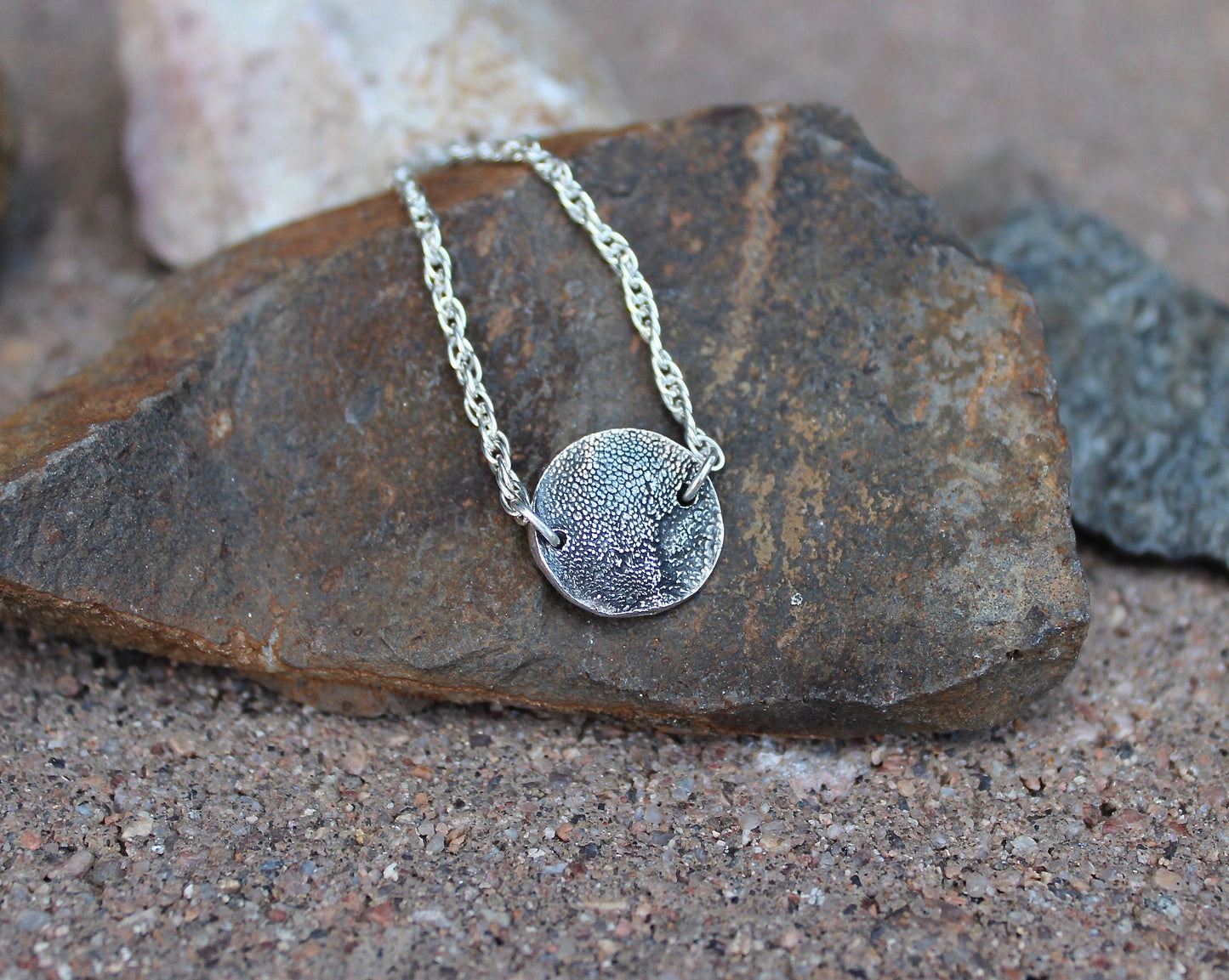 Actual Portion of Dog's Paw Print in Sterling Silver, Adjustable length bracelet