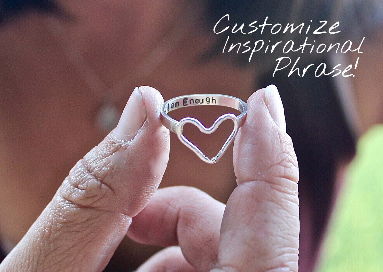 I am Enough Heart Ring In Solid Sterling Silver