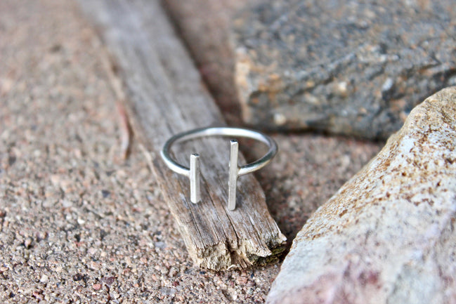 Parallel Bar Ring, Adjustable and Sterling Silver