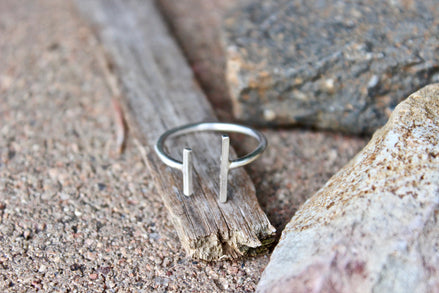 Parallel Bar Ring, Adjustable and Sterling Silver